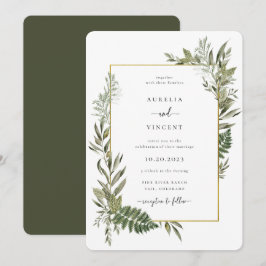 Botanischer Foliage Rahmen Olive Green Wedding Inv Einladung