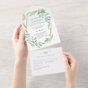 Botanischer Garten Blätter Grüne Hochzeit All In One Einladung