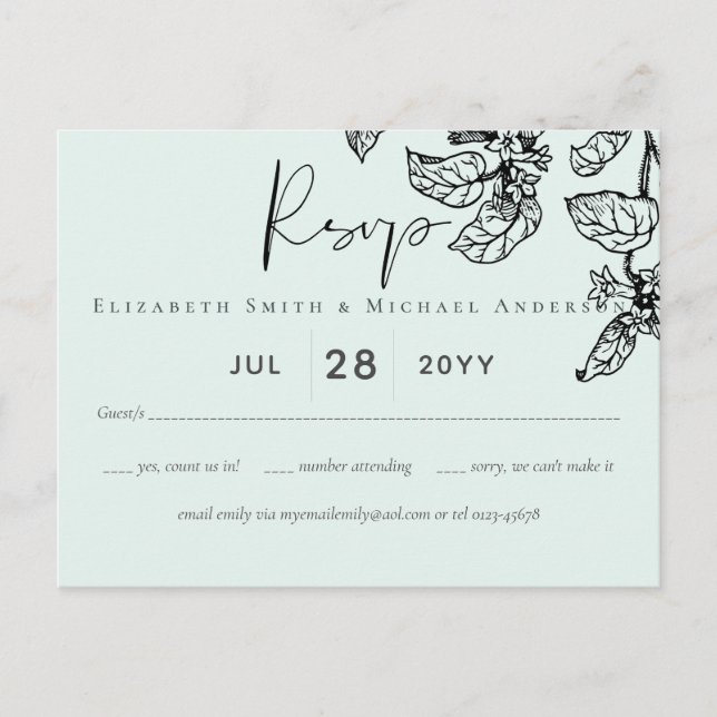 Botanischer Garten Blätter Hochzeit Postkarte (Vorderseite)