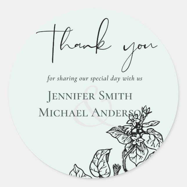 Botanischer Garten Blätter Hochzeit Runder Aufkleber (Vorderseite)