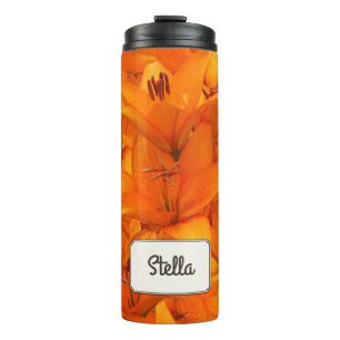 Botanischer Garten-Blumen-orange Lilien irgendein Thermosbecher