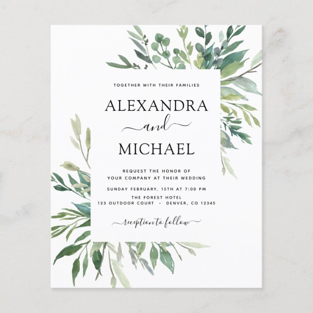 Botanischer Garten Einladung zur Hochzeit Flyer (Vorne)