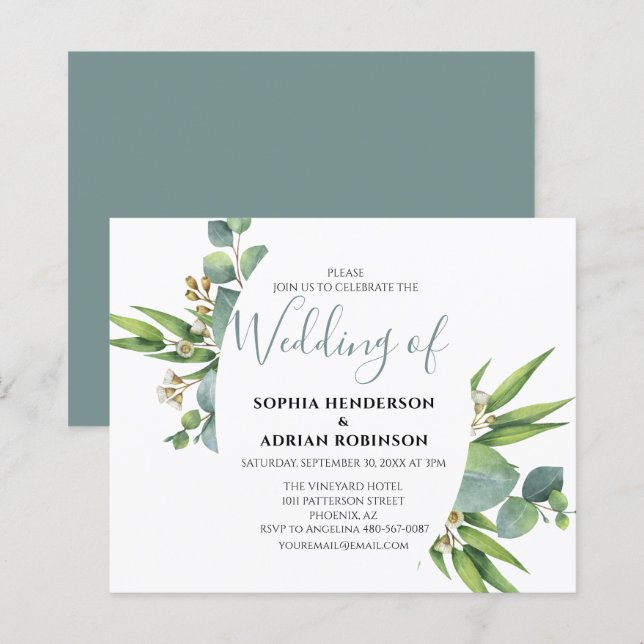 Botanischer Garten Einladungen für Hochzeiten (Vorne/Hinten)