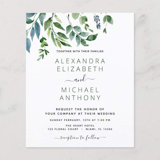 Botanischer Garten Einladungen für Hochzeiten Flyer (Vorne)