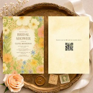 Botanischer Garten Floral QR Code Brautjungfernpar Einladung