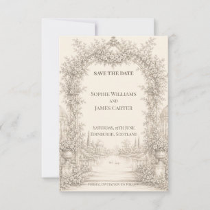 Botanischer Garten Linienkunst Hochzeit Termin vor Save The Date