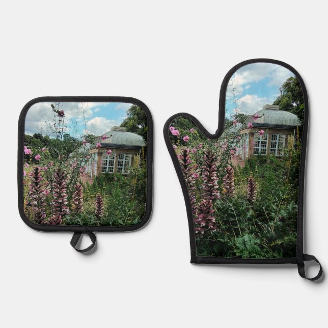 Botanischer Garten Ofenhandschuh & Topflappen-Set (Vorderseite)