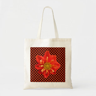 Botanischer Garten-orange Dahlie-Blume Tragetasche