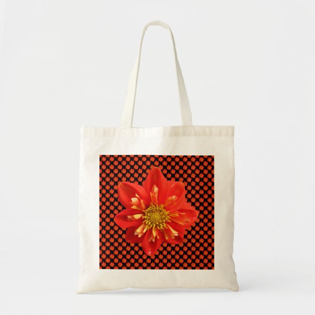 Botanischer Garten-orange Dahlie-Blume Tragetasche (Vorne)