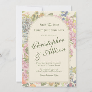 Botanischer Garten Party Früchte & Blumen Hochzeit Save The Date