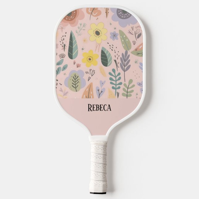 Botanischer Garten Personalisiert Blüten Pickleball Schläger (Rückseite)