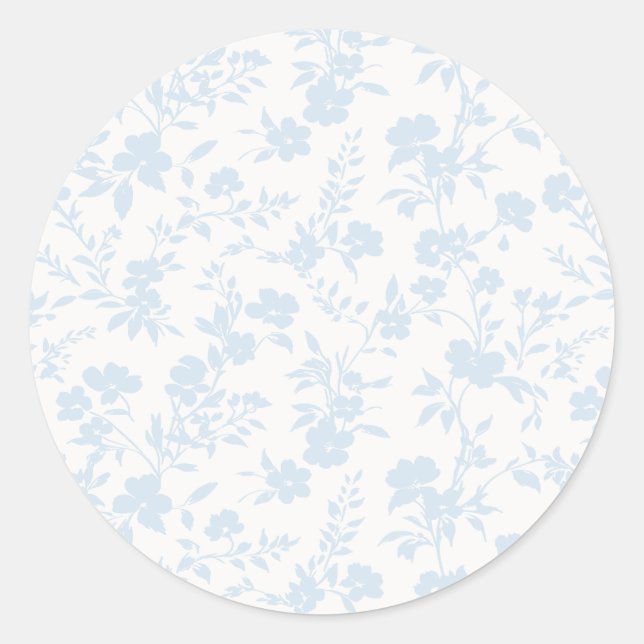 Botanischer Garten Pudrig Blau - Neutral Runder Aufkleber (Vorderseite)