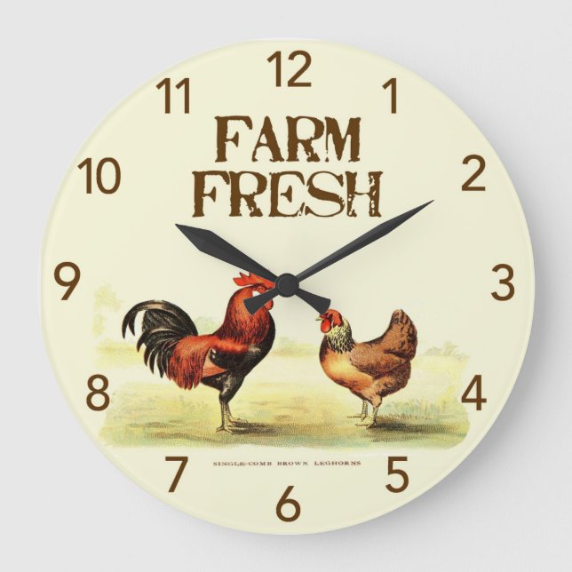 Botanischer Garten Rooster Frische große, runde Uh Große Wanduhr (Vorderseite)