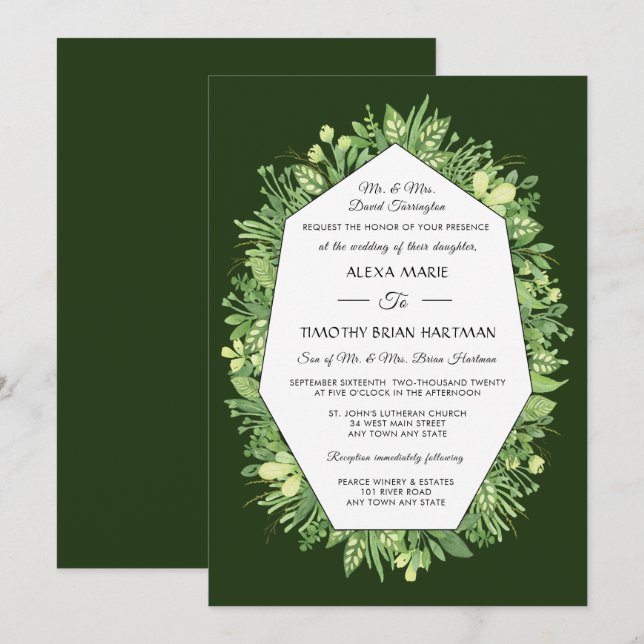 Botanischer Garten Traditionelle Hochzeitseinladun Einladung (Vorne/Hinten)