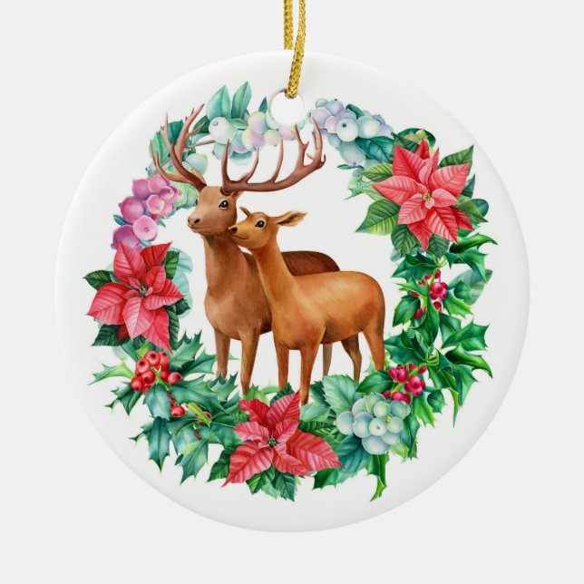 Botanischer Garten Wasserfarbener Urlaub Keramik Ornament (Vorne)