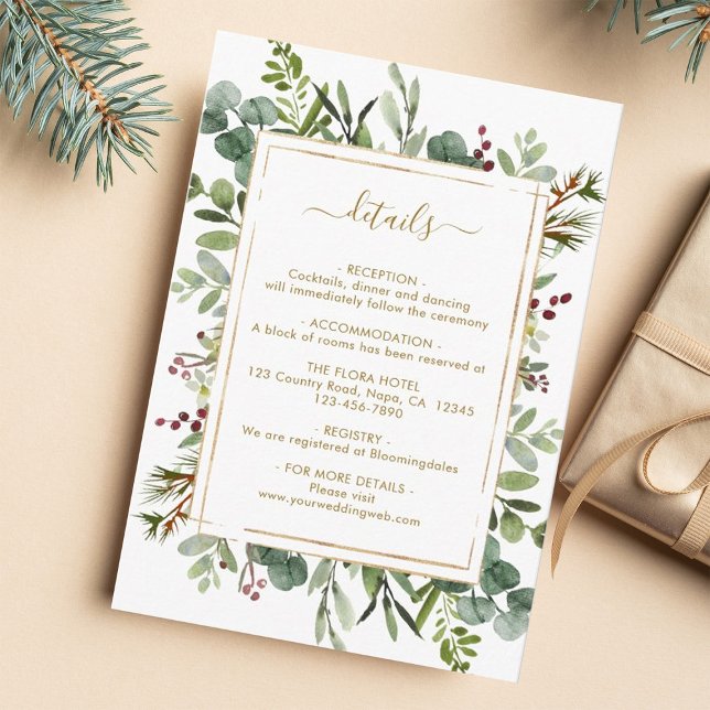 Botanischer Garten Weihnachten Hochzeit Gold Detai Begleitkarte (Von Creator hochgeladen)