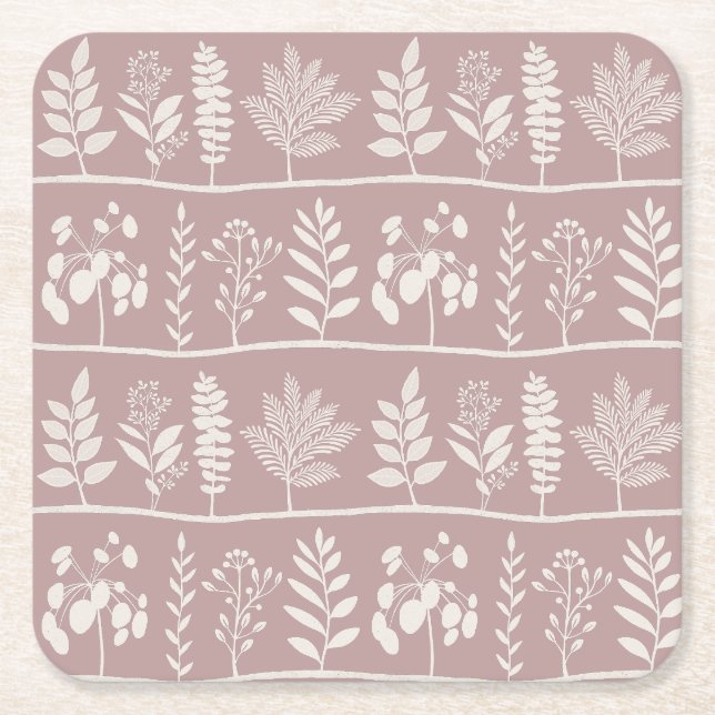 Botanischer Gentle Rhythm XL 1 Elfenbeinbeige Rechteckiger Pappuntersetzer (Vorderseite)