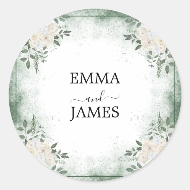 Botanischer Grünaufkleber Runder Aufkleber (Vorderseite)