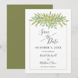 Botanischer grüner Foliage Hochzeit Sichern Sie di Save The Date