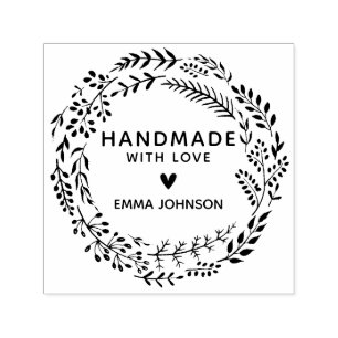 Botanischer Grünkranz handgefertigt mit Liebe Permastempel