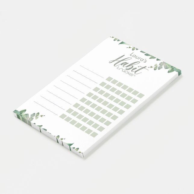 Botanischer Habit Tracker Eukalyptus Post-it Klebezettel (angewinkelt)