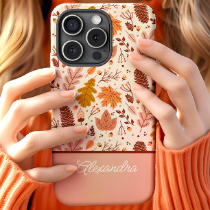 Botanischer Herbst-Blumen-Blatt-Script-Name Case-Mate iPhone Hülle