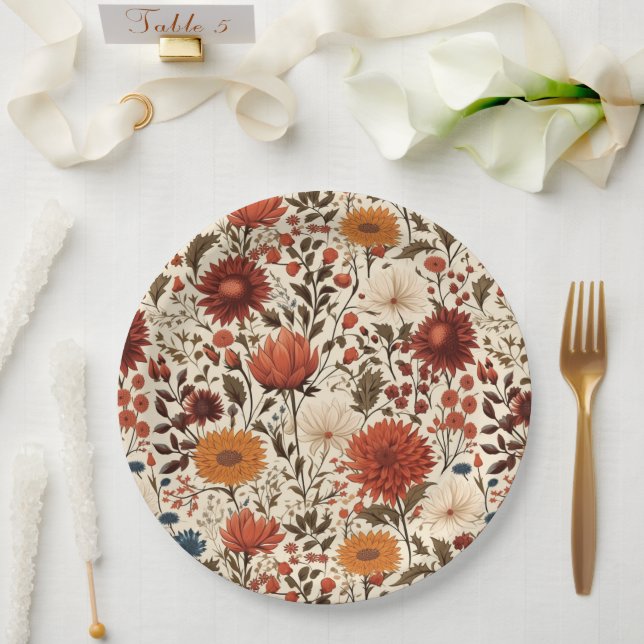 Botanischer Herbst Pappteller (Hochzeit)