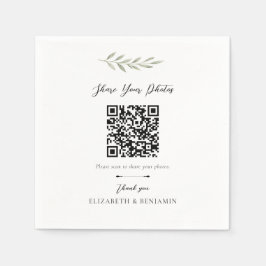 Botanischer Hochzeits-QR-Code Teilen Sie Ihre Foto Serviette