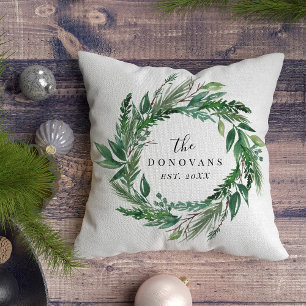 Botanischer Holiday Pine Kraut mit Familienname Kissen