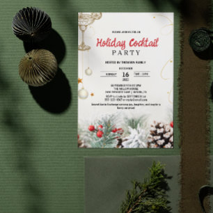 Botanischer Holly Winter Cocktail Weihnachtsfeier Einladung