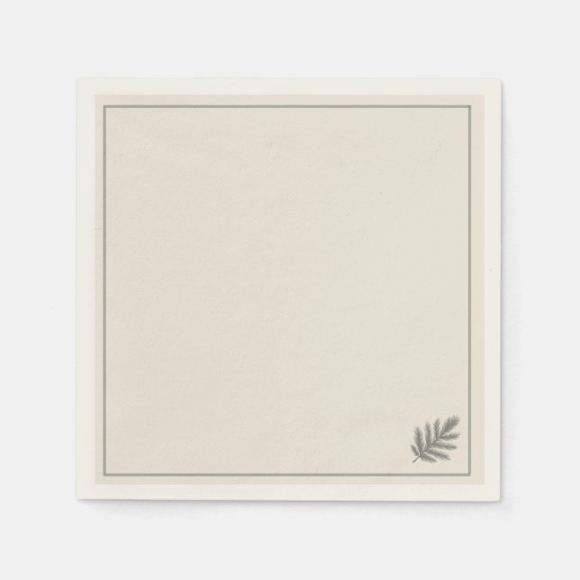 Botanischer Immergrüner Minimalist | Neutral Rusti Serviette (Vorderseite)