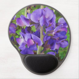 Botanischer Impressionist Blue False Indigo Blume Gel Mousepad