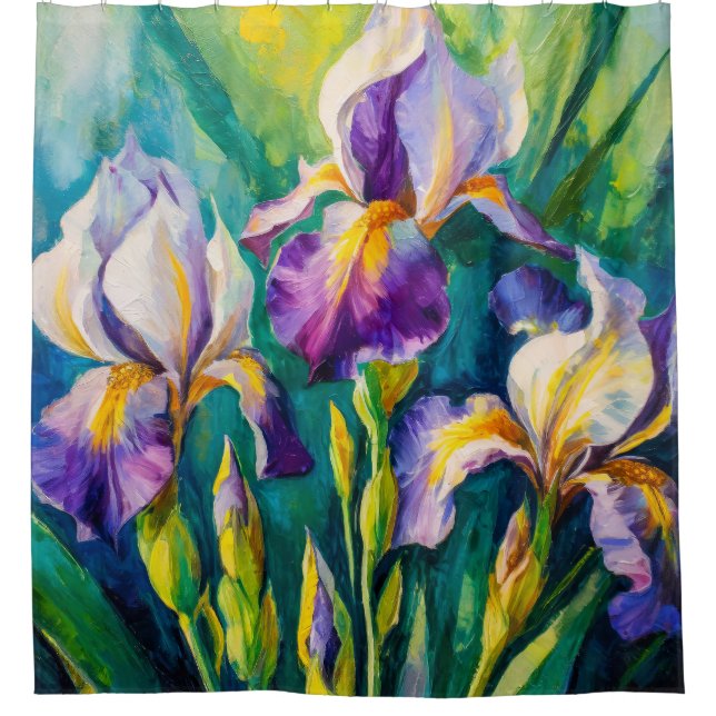 Botanischer Iris Duschvorhang (Vorderseite)