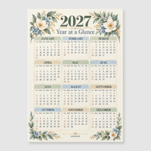 Botanischer Jahresüberblick Magnetkalender 2027 Magnetkarte