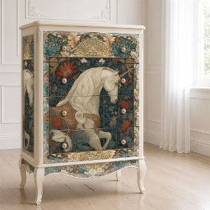 Botanischer Jugendstil-Einhorn Seidenpapier