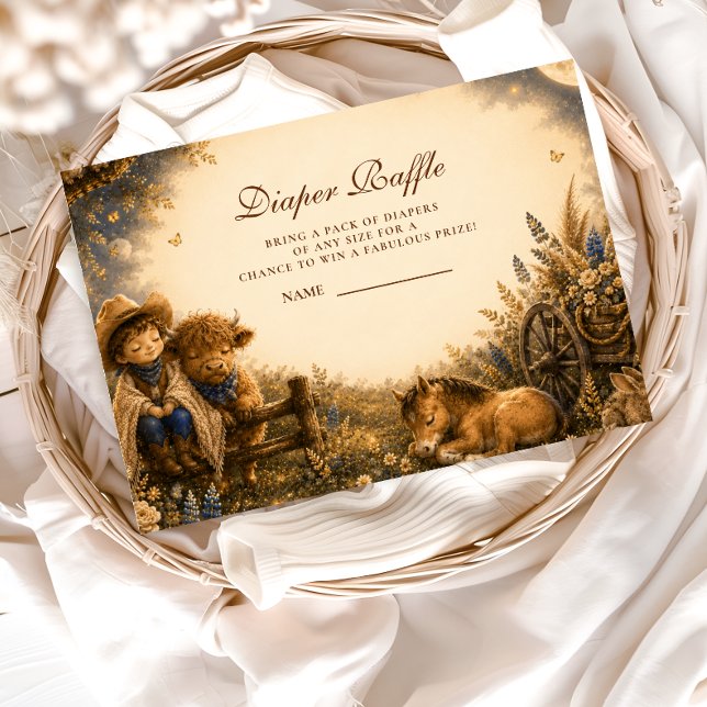 Botanischer Junge Western Boho Windel-Raffle Begleitkarte (Von Creator hochgeladen)