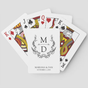botanischer Kranz Anfangsbuchstaben Monogramm Hoch Spielkarten