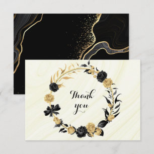 Botanischer Kranz aus edlem Gold und schwarzen Blu Dankeskarte