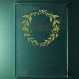 Botanischer Kranz Erdtöne Hochzeit Acrylschild