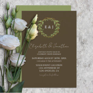 Botanischer Kranz Erdtöne Hochzeit Einladung
