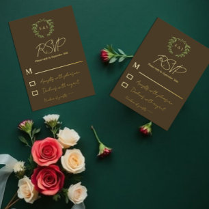 Botanischer Kranz Erdtöne Hochzeit Folieneinladung