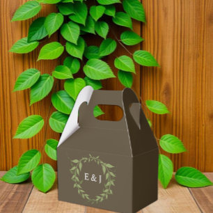 Botanischer Kranz Erdtöne Hochzeit Geschenkschachtel