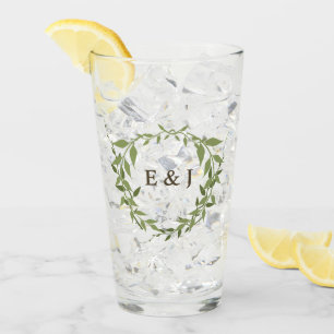 Botanischer Kranz Erdtöne Hochzeit Glas