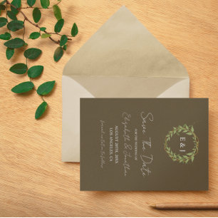 Botanischer Kranz Erdtöne Hochzeit Save The Date