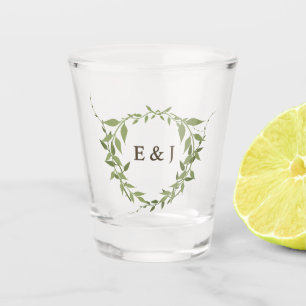 Botanischer Kranz Erdtöne Hochzeit Schnapsglas