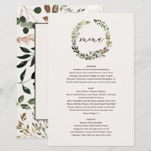 Botanischer Kranz Hochzeit Wasserfarbe Grün Menü
