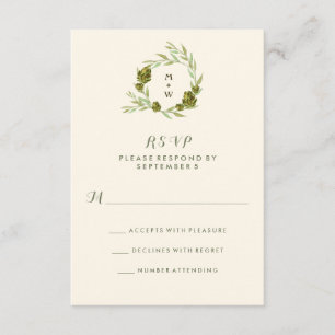 Botanischer Kranz mit Blätter und Artichokes-UAWG RSVP Karte