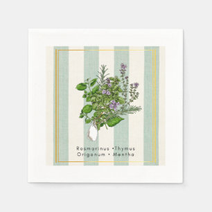 Botanischer Kräutergarten-Mix - Salbei Küchenkunst Serviette