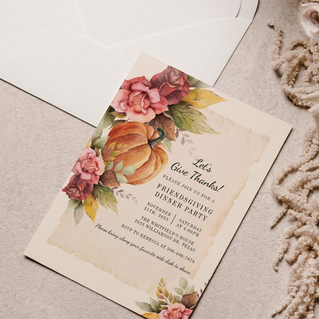 Botanischer Kürbis Einladung (Friendsgiving Fall Thanksgiving Invitation)