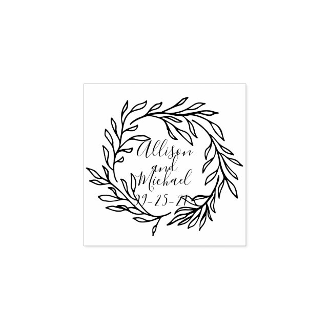 Botanischer Laurel Blätter Wreath Wedding Gummistempel (Prägung)